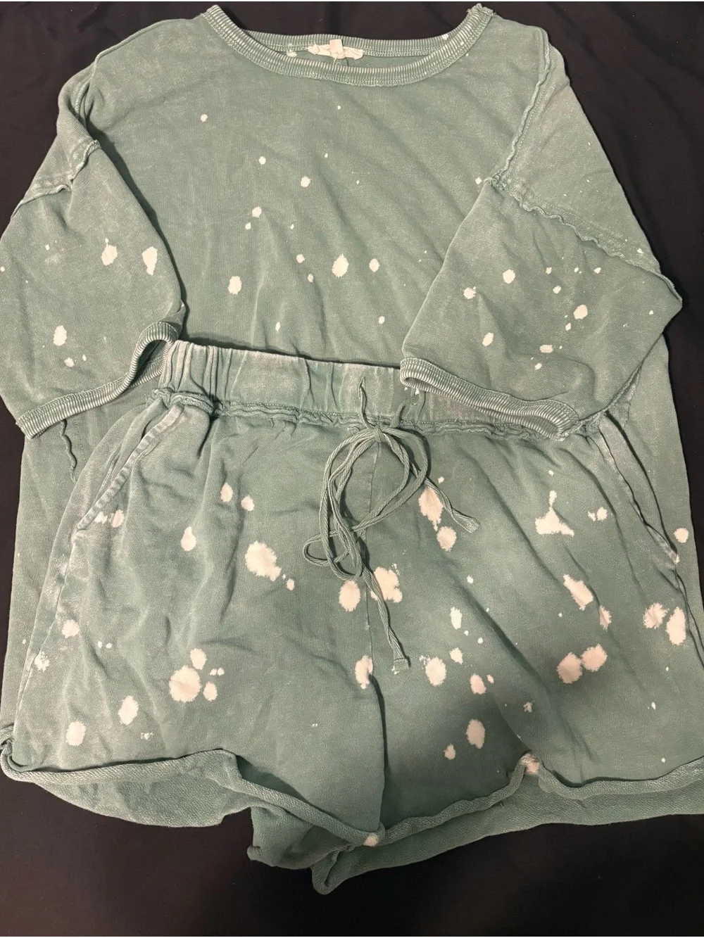 Teal Two-Piece Lounge Set with Paint Splatter
